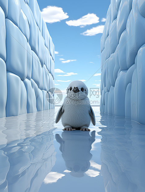 冰洞中的企鹅图片