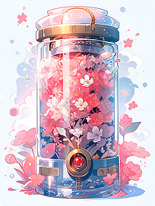 玻璃罐中的花朵图片