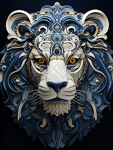 蓝白色狮头图片