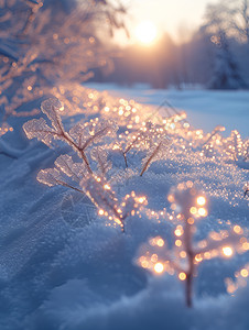 户外白雪中的树木图片