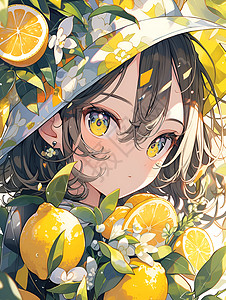 柠檬树中的女孩图片