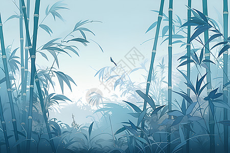 设计的竹林插画背景图片