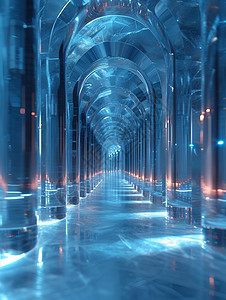 梦幻的蓝色走廊背景图片