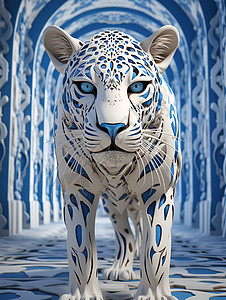 设计的豹子雕塑背景图片