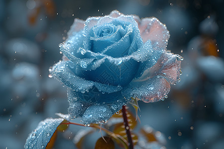 玫瑰花瓣上的冰图片