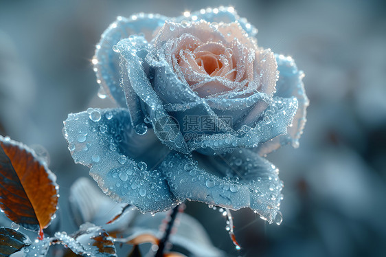 蓝色的冰玫瑰图片
