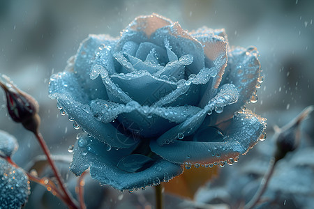 蓝色的玫瑰花朵图片