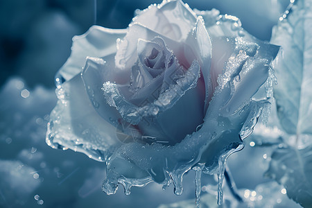冰雪中的玫瑰花图片