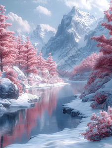 冬日雪山背景图片