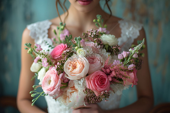 粉色的婚礼花束图片