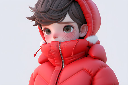 羽绒素材雪中的男孩插画