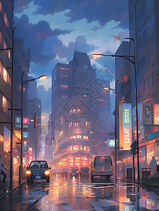 乌云下的城市背景图片