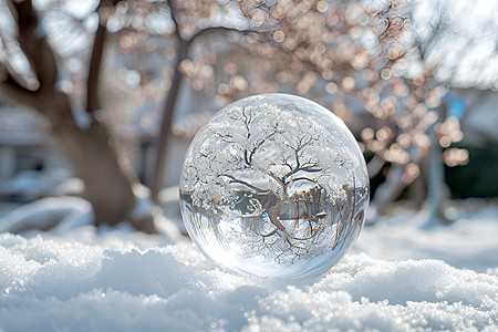 雪地里的水晶球图片