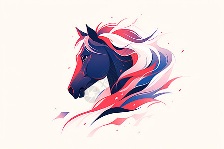 动物素材彩色马头标志插画