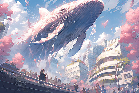 城市上的鲸鱼图片