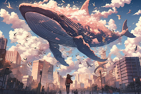 空中的鲸鱼图片