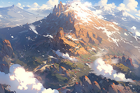 高山孤峰云端背景图片