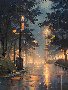 夜雨街道图片