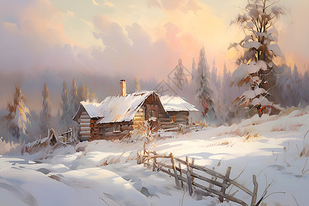 冬日温馨小屋图片