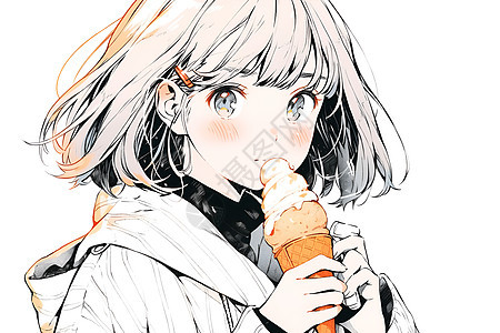 甜蜜微笑中的冰淇淋女孩背景图片