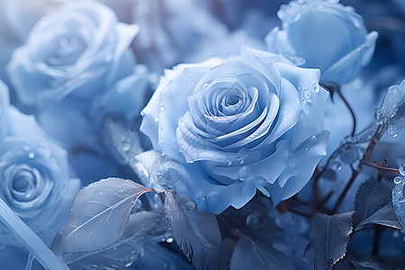 冰蓝玫瑰的精致魅力图片