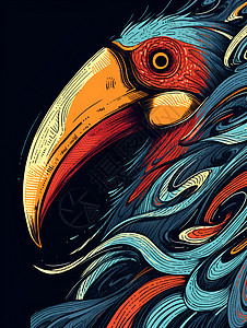 炫彩的鸟儿插画背景图片