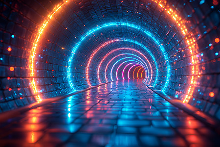 隧道中的幻彩光影背景图片