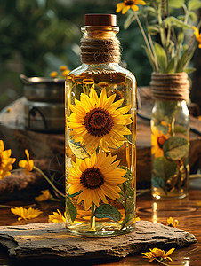 瓶子里的太阳花图片