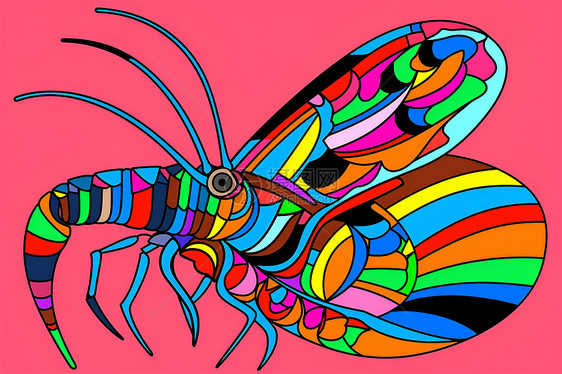 拼接的色彩龙虾图片