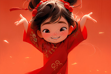 喜庆的中式女孩背景图片