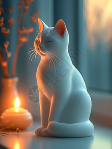白色猫咪背景图片