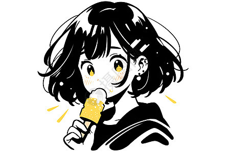 冰淇淋的卡通女孩背景图片