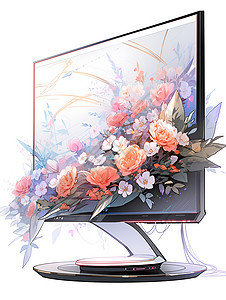 开花的秋海棠演绎在游戏显示器上融入的角度视角和暗角效果展现深度和沉浸感图片