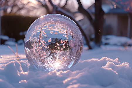 梦幻的雪球与梅花背景图片