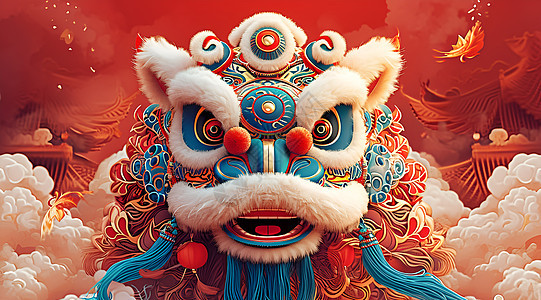 飞舞的中国狮子背景图片