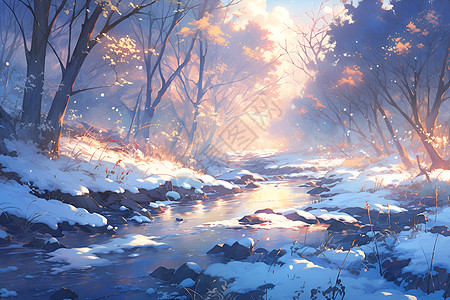 宁静的冬季风景背景图片