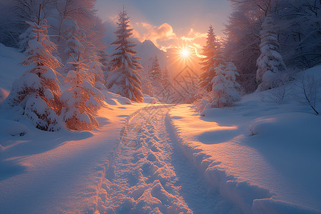 白茫茫的雪景背景图片