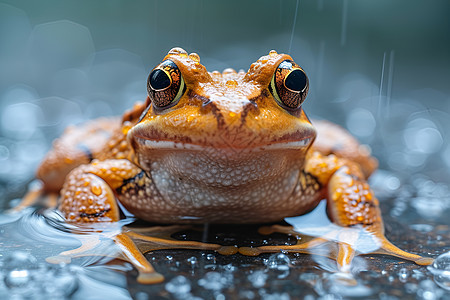 雨中的黄色青蛙背景图片