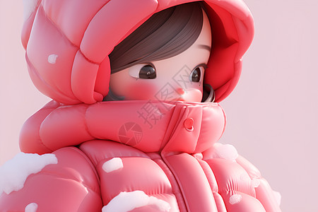 冬天穿着厚衣服的女孩背景图片