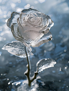 凛冬中的冰雕玫瑰图片