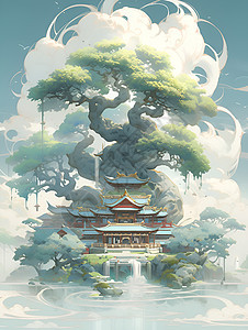 中国风树形立体画图片