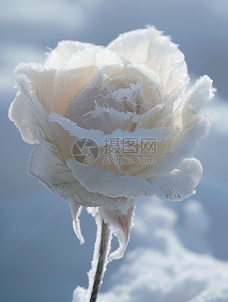 雪中冰雕的玫瑰图片