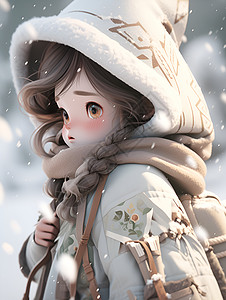 雪中少女背景图片