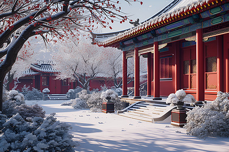 冬日梅花雪景图片