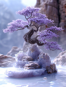 紫色盆景图片
