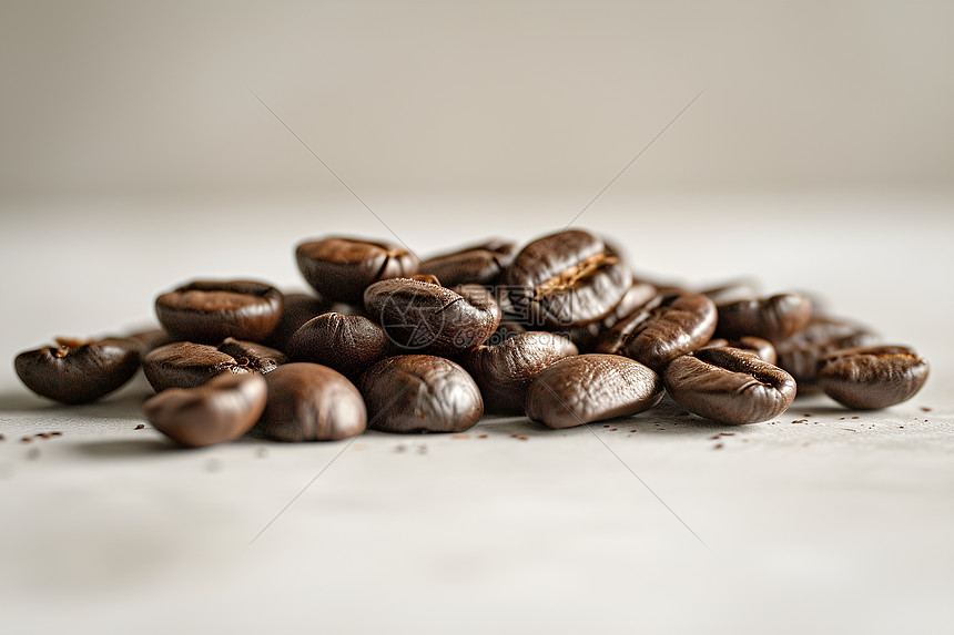 白色地板上的咖啡豆图片