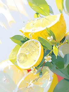柠檬树上的一串柠檬图片