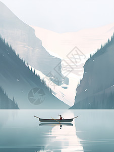 寂静湖泊冬日的迷人画卷图片