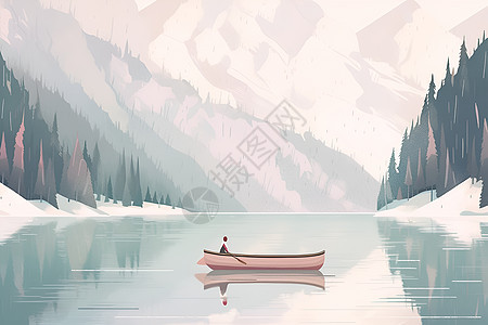 寒冬中的平静之美孤独的船只背景图片