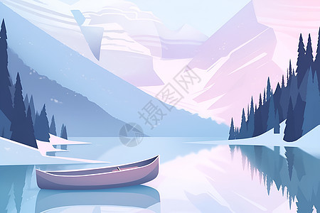冬日寂静之独舟背景图片